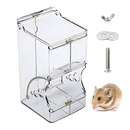 Hamster Food Feeder Small Animal Automatic Feeders Acrylic Gravity Feeder Equipped with Fixing Screws Suitable for…