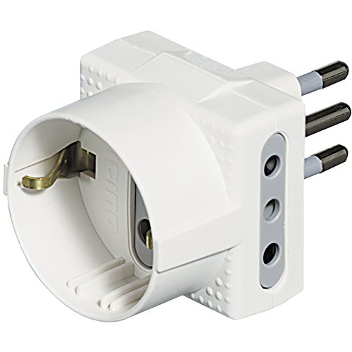 BTicino S3610D Adattatore Tris con 1 Presa Tedesca 2 Prese, 10A, Colore Bianco, 1500 W, 250 V