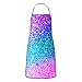 Delantales de cocina con estampado de lentejuelas con purpurina para mujer, delantal de cuello con bolsillo, delantales de cocina para cocina, hornear, jardinería, unisex