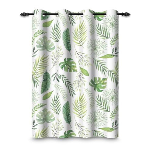 ggaimwf 117x175cm Rideaux à œillets Feuilles Tropicales Vert Palmier Monstera Jungle Feuilles Aquarelle Rideaux isolants Thermiques occultants pour Chambre Salon Salle...