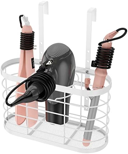 Hair Dryer Holder 3 in 1 Hair Tool Organizer Djustable Height Wall Mounted/Cabinet Door Bathroom Organizer Under Sink for Hair Dryer, Flat Irons, Curling Wands, Hair Straighteners
