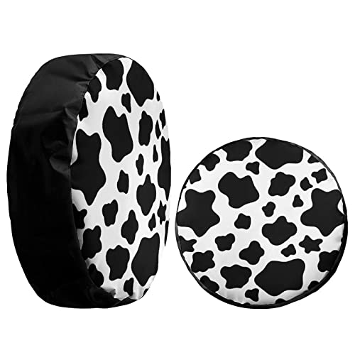 Image of Lovely Animal White Cow Print Spare Tire Cover Dust-Proof Wheel Tire Cover Fit Trailer, RV, SUV and Many Vehicle 18inch