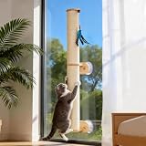 Lulu's World Cat Wall Scratcher,32" Tall No-Drill Wall Mounted Kitten Scratching Post, Cat Wall Furniture with 4 Suction Cups, Sturdy Sisal Climbing Tree Cat, Wall Shelves for Indoor Large Cats