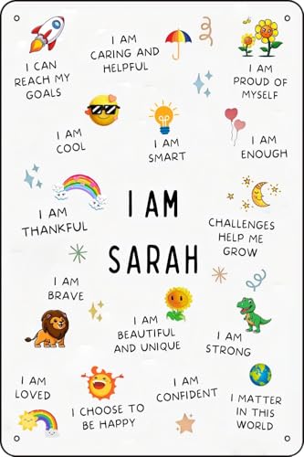 Kids Affirmations Metal sign decorations suitable for living rooms, farms, children's exclusive spaces 12 * 8 inches