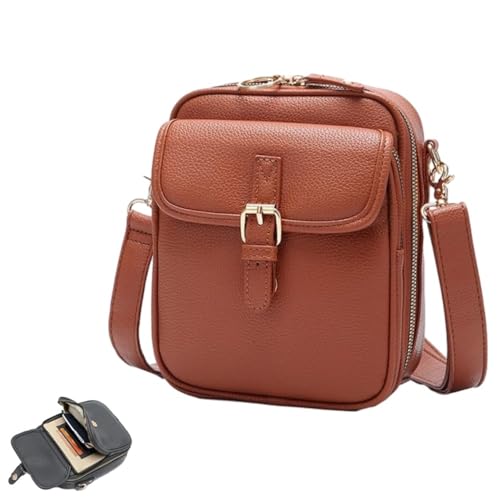 Sculpture Crossbody Bag, Sculpture 8f Crossbody Leather Bag, Anti Theft Leather Bag Built in Wallet with Card Slots