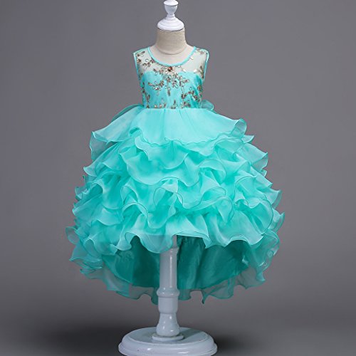 VERNASSA Girl Dress Kids Ruffles Lace Party Wedding Dresses Girl Birthday Party Turquoise