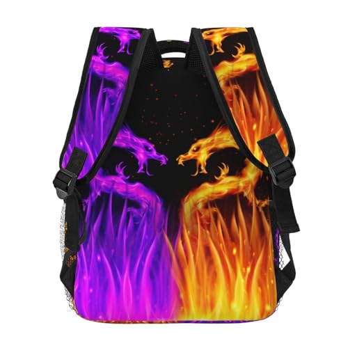 Gold and Purple Dragon Backpack for Boys Ages 4-12 Cool Fire Flame Backpacks Animal Bookbag for 2nd 3rd 4th 5th 6th Grade Kids Girls Back to School Gifts4