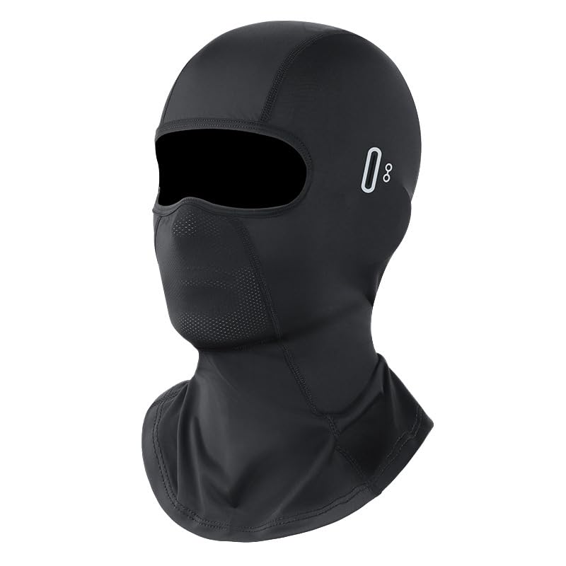 Balaclava Face Mask Summer Cooling Neck Gaiter with Glasses Holes Balaclava Ski Helmet for Motorcycle Cycling Sun Protection Breathable Sports Face Balaclava UV Protector Scarf Head Cover (Black)