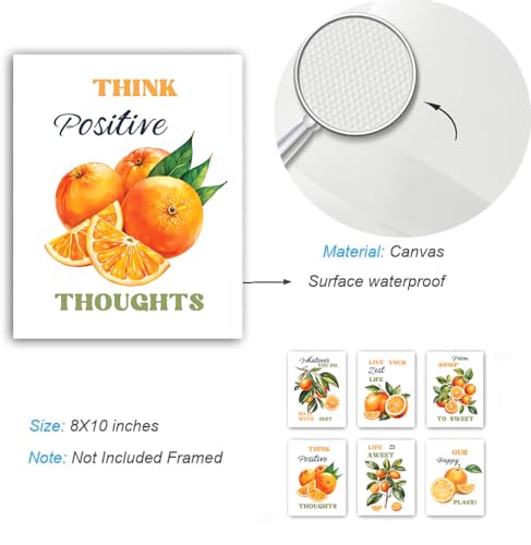 Image of TANXM Fruit Wall Art Citrus Pictures Art Prints- Great Kitchen Poster Farmhouse Decor, Oranges Canvas Wall Art, Perfect for Dining Room Kitchen Office,Set of 6 (8 inchX10 inch, No Frame