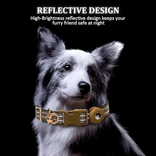 Ledeak Tactical Dog Collar for AirTag Waterproof Nylon Dog Collars with Silicone Protective Case for Apple Airtag Reflective Adjustable Durable Dog Collar for Medium Large Dogs (Military Green - Image 3