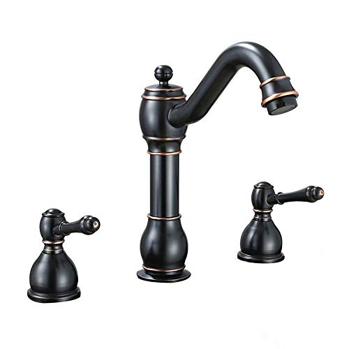 Robinet de salle de bain 3 trous anti-calcaire pour vasque et baignoire