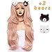 Anogol Hair Cap + Ponytail Wig Pink Cosplay Wig Lolita Wig for Cosplay