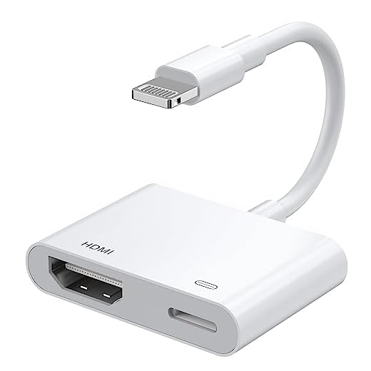 [Apple MFi Certified] Lightning to HDMI Digital AV Adapter,1080P Video & Audio Sync Screen Converter AV Adapter with Charging Port for iPhone HDMI Converter to HD TV/Projector/Monitor Support All iOS