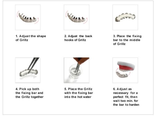 Gold Clear 2 Row Iced Out Vampire Grillz Set Top & Bottom Hip Hop Bling Grillz #TOP2