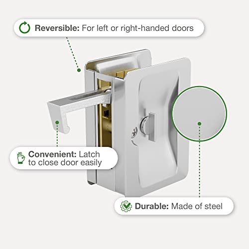 Image of Richelieu Onward Privacy Pocket Door Pull, Rectangular, Brushed Chrome