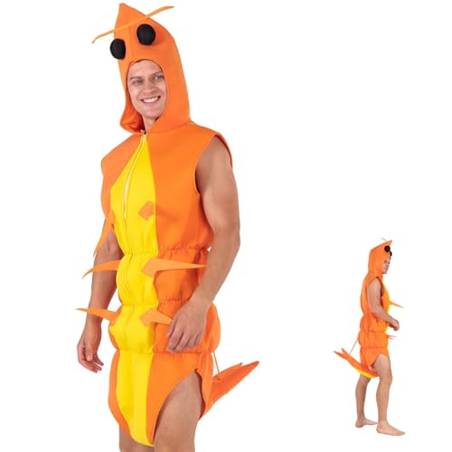 Shrimp Costume Adult Crawfish Lobster Outfit Sea Creature Fish Animal Costume Halloween Funny Fancy Dress for Men Women Cosplay Party