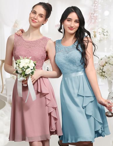 Image of BeryLove Womens Boat Neck A Line Sleeveless Lace Formal Homecoming Dress