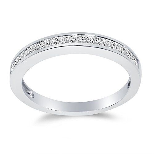 Size - 9 - Solid 925 Sterling Silver 3mm Princess Cut Invisible Anniversary Ring Wedding Band CZ Cubic Zirconia 1/2 cttw.