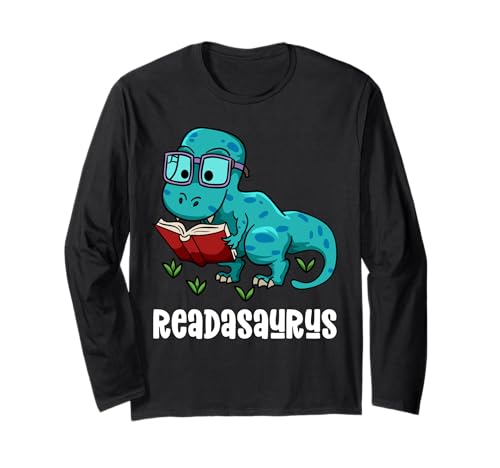 Readasaurus Funny Reading Dinosaur Bookworm Book Reader Meme Long Sleeve T-Shirt