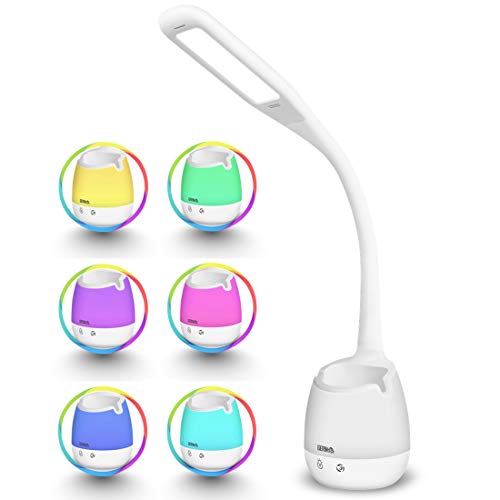 Gerintech Rechargeable Desk Lamp with Pen Holder, Color Changing Light, Bedside Table Lamp for Bedroom, Kids Room (8)