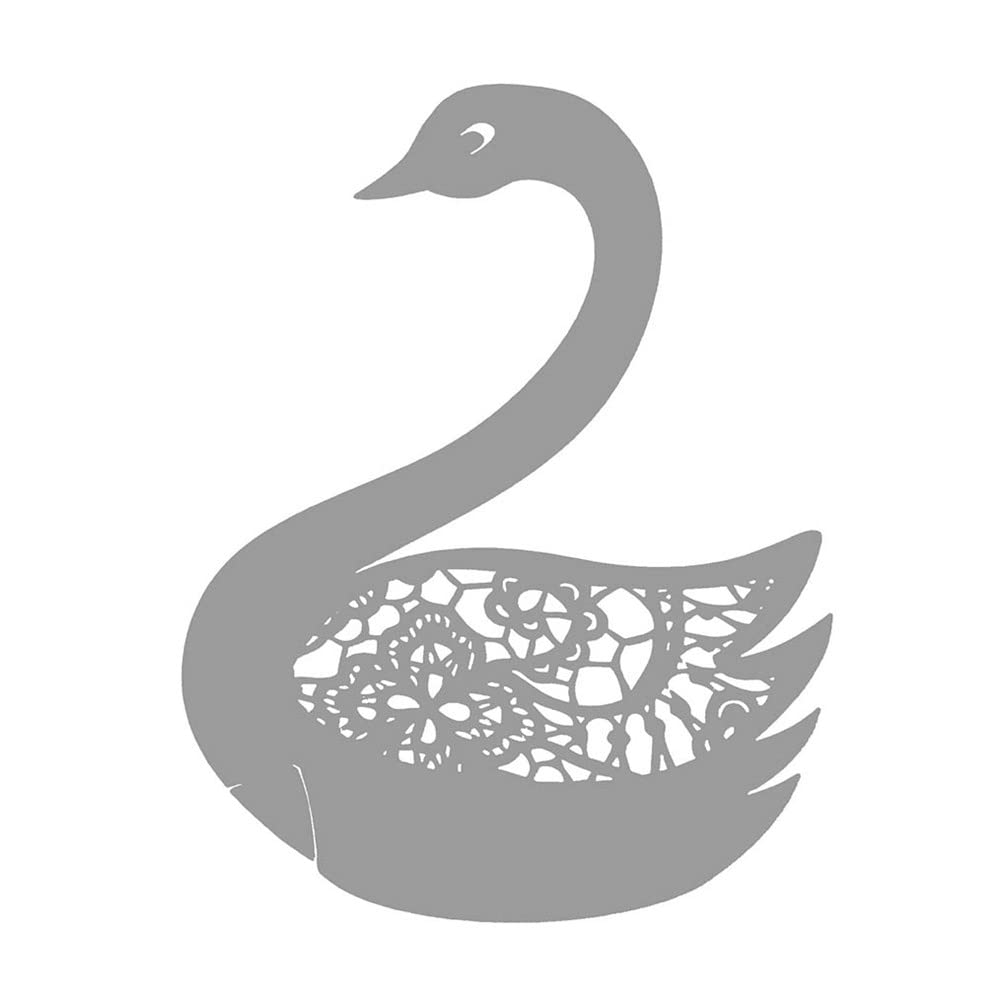 GIVBRO 50PC Table Name Place Card Swan Shaped Name Card Greeting Card for Wine Glass Cup Bouquet Decoration Grey