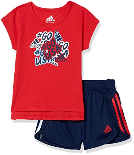 Ensemble adidas fille t-shirt rouge et short en mesh taille 6X