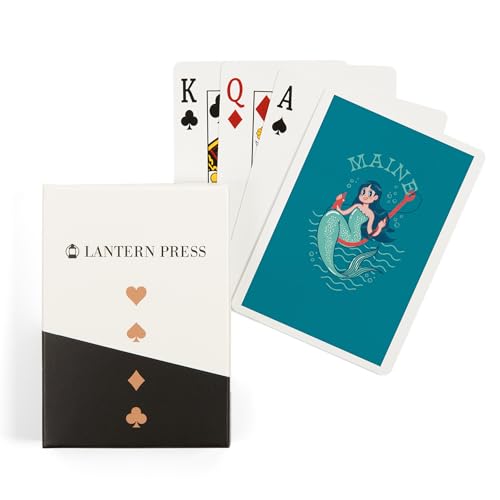 Lantern Press Maine Vintage Mascot Mermaid 52 Cartas Poker