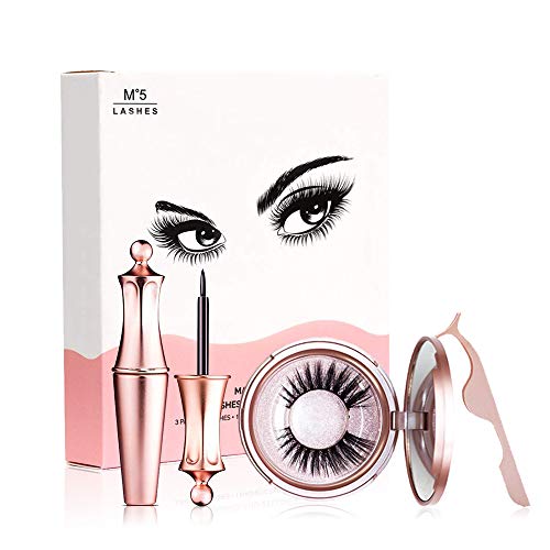 JAHUL Magnetic Eyelashes Kit with Magnetic Eyeliner and Eyelashes Tweezers, No Glue Needed-Doha…