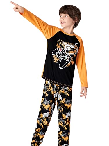 Image of Tebbis Boys Comfy Trendy Print Long Sleeve & Pants Pajama Set Sizes 6-18