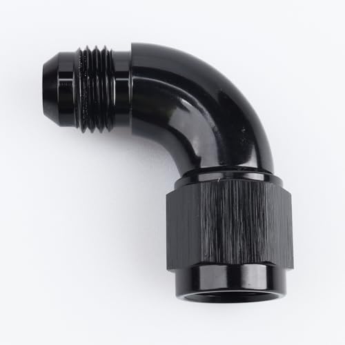 Codo de aluminio de 90 grados AN6 con acabado anodizado negro para sistemas de fluidos 5