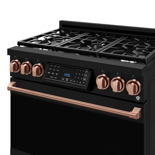 Image of Gordon Ramsay by THOR Kitchen 36 Inch Professional Liquid Propane Range with Tilt Panel Touch Control in Black /Rose Gold