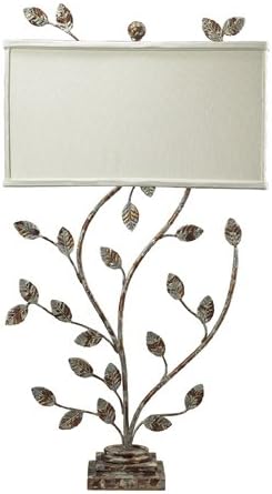 Dimond 93-9154 Distressed Gold Branch Table Lamp With Off-White Linen Shade