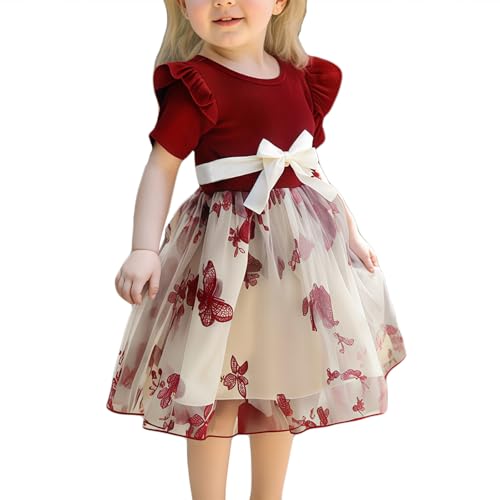 Little Kids Girls Tutu Dress Summer 3-10Y Contrast Floral Party Dresses Cute Princess Tulle Sundress