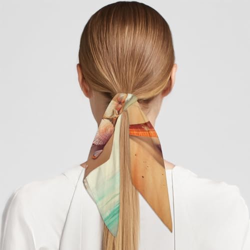 Square Head Scarf Wave Starfish Beach Bandana Silk Feel Like Hair Wrap Shawl Lightweight Scarves Fashion Accessories for Women Girls2