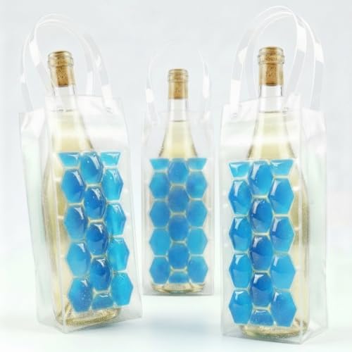 3-Pack Freezable Wine Cooler Bags with Gel Packs