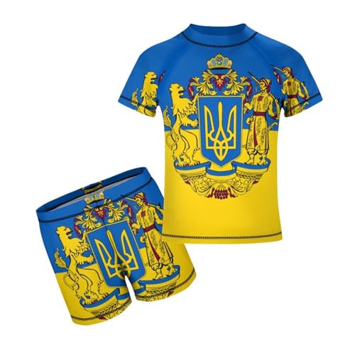 Ukraine FlagChildren's Casual Swimsuit Set - Simple and Versatile10-12Y（150cm）