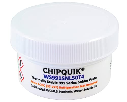 Image of Chip Quik WS991SNL50T4 Thermally Stable Solder Paste WS (Water-Soluble) Sn96.5 /Ag3.0 /Cu0.5 T4 (50g jar)