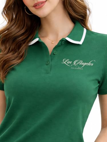 Image of JUNEBERRY Women's Regular Fit Lycra Polo T-Shirt with V- Neck Buttoned Placket, Classic Collar, and Contrast Trim, Soft Fabric for All-Day Comfort (Sizes S to 2XL)