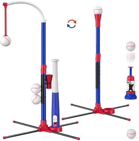 HYES 3 in 1 T Ball Set for Kids 3-5, Kids Baseball Toys for Boys, Blue