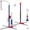 3-in-1 Baseball Set for Kids 3-5 – Tee Ball Stand, Hanging Tee, Ball Launcher and 6 Softballs – Adjustable Height, Indoor/Outdoor Sport Gifts for Boys Girls, Blue