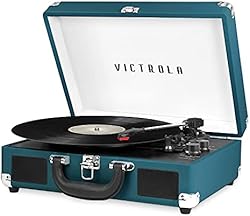Victrola Vintage 3-Speed Bluetooth Portable Suitcase Record Player with Built-in Speakers | Upgraded Turntable