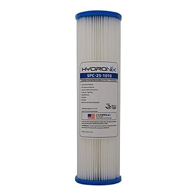 Hydronix SPC-25-1010 Universal Whole House Sediment Pleated Water Filter, Washable and Reusable, 2.5" x 10" - 10 Micron