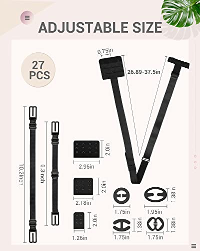 Haysandy 27 Pieces Adjustable Bra Strap Clips for Back Anti-Slip Bra Accessories Set Include Bra Strap Clips Bra Strap Extenders Low Back Bra Converter Extension Strap 2 Hook, 3 Hook, 4 Hook2