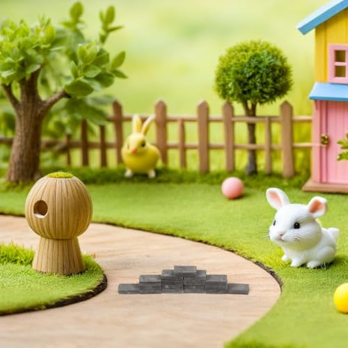 Warmhm 100 StüCk Realistische Mini-Ziegelmodelle Graue Bausteine Modelle FüR DIY-Puppenhaus-Gartenlandschaftsdekoration Und Bastelprojekte