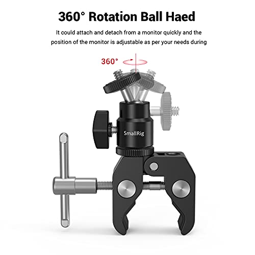SMALLRIG Clamp Mount with Ball Head Mount Hot Shoe Adapter and Cool Clamp - 1124 - Image 8