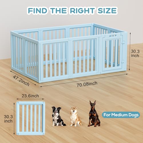 Image of Dog Playpen Indoor,Puppy Playpen,Blue 30.3 inch H,10 Panels | Dog Play Pen Indoors with Open View,Tool-Free Setup,Multi-Shape Setup,Dog Pen for Dogs,Cats & Puppies
