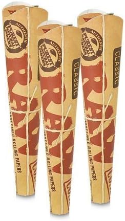 18 RAW Classic Rolling Paper Cones Natural Hemp by N/A, 6 Count (Pack of 3)