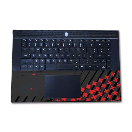 Image of Laptop Skin Compatible with Alienware M16 R2 (2024) - Grunge Red - Premium 3M Vinyl Protective Wrap Decal Cover - Easy to Apply | Crafted in The USA by MightySkins