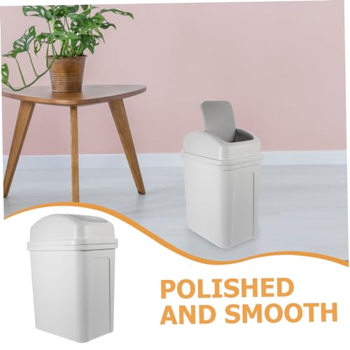 Caneca de basura rectangular con tapa blanca miniatura 4