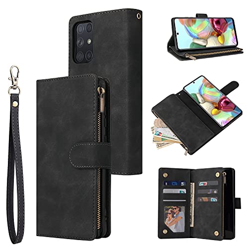 Housse Samsung A72 noire style flip folio pour vos sorties en ville